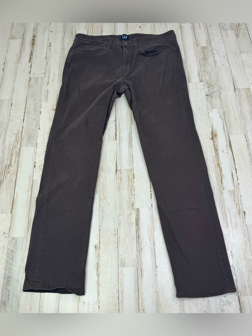 Gap Mens Straight Leg Pants Khaki Brown 32x32 (33x30) Button Zip Close